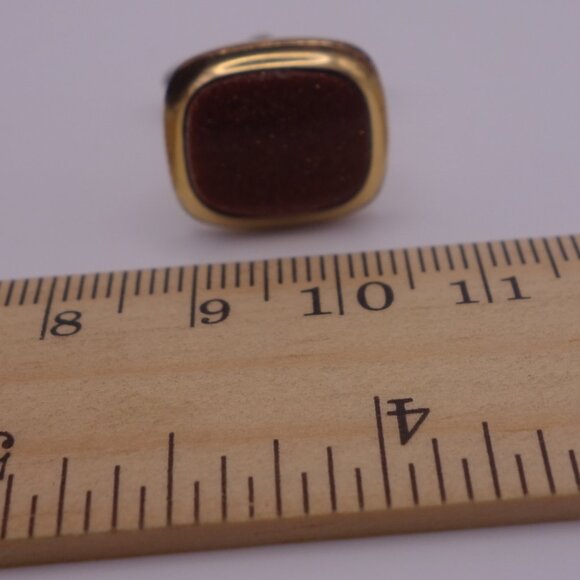 Square Cuff Links with Gold Setting and Brown with Glitter Inner - Picture 13 of 14